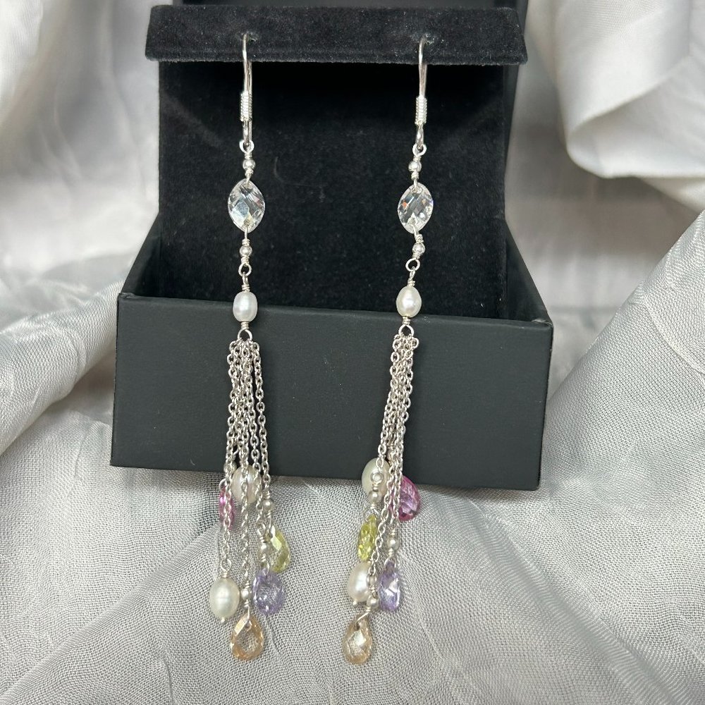 Pearl and Pastel Dangle Earrings
